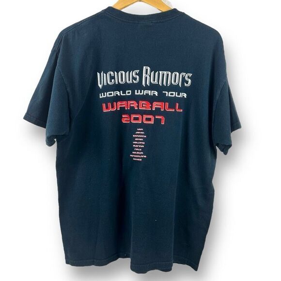 Vicious Rumors Men's XL World War Tour Shirt 2007 Warball Black Metal Band Tee - Picture 2 of 7